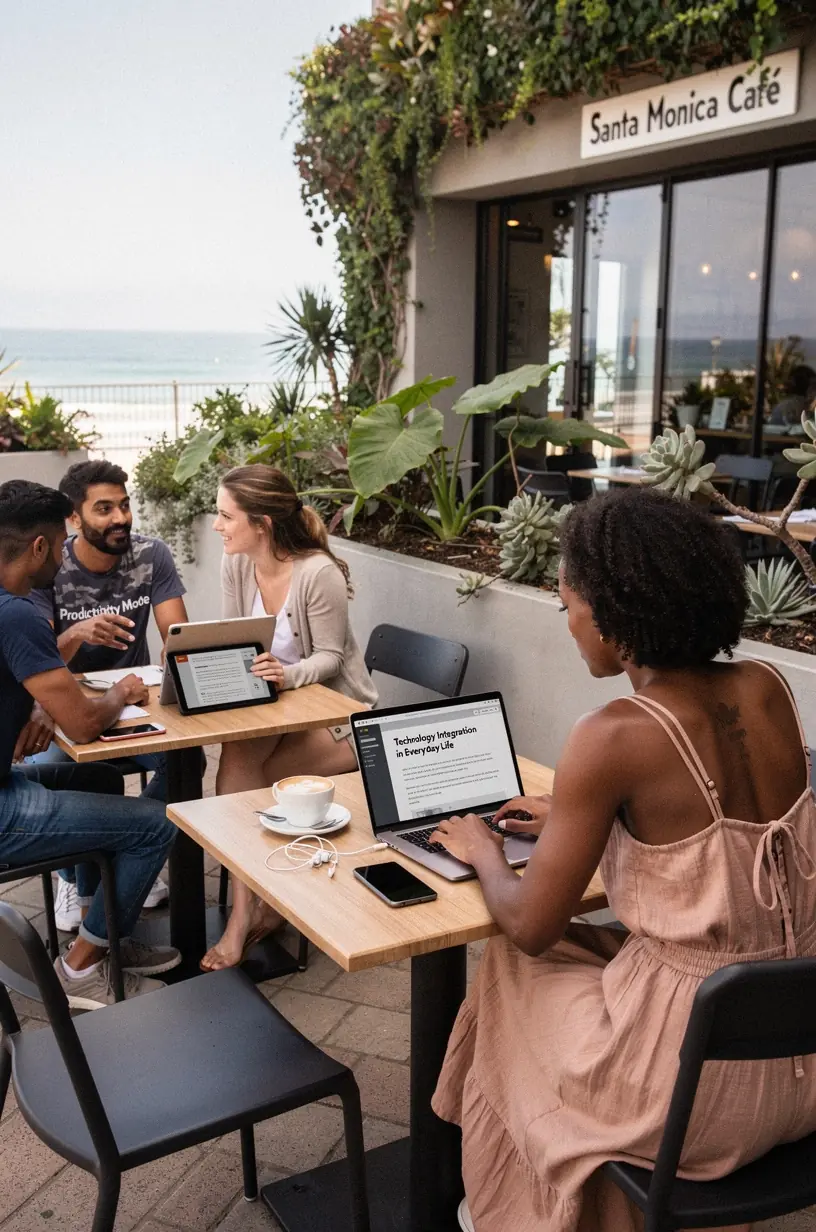 Professional person using a tablet to organize daily tasks with productivity apps in a modern home office setting.